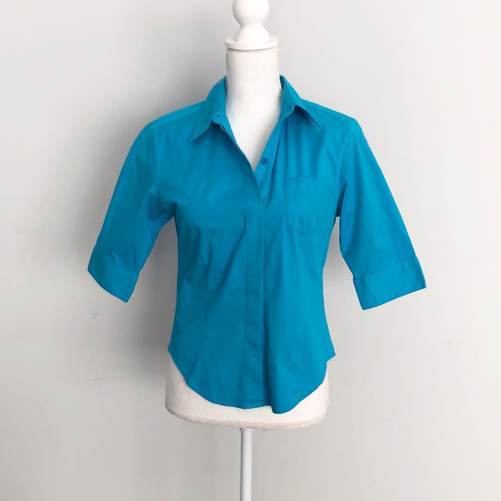 Express Stretch Button Down Shirt, SIZE 5/6